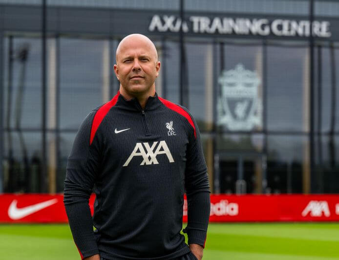 Arne Slot at Liverpool training ground
