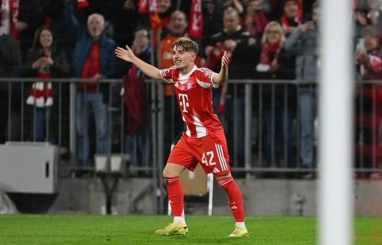 Lennart Karl celebrating his first UCL goal