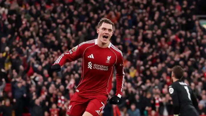 Young midfielder Florian Wirtz scoring his Premier League debut goal